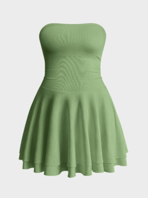 Ruched Waist Ruffle Corset A-line Dresses