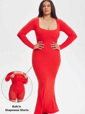SecretSculpt Long Sleeve Midi Dress