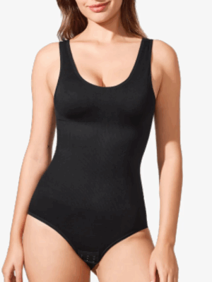 2 Pieces Classic Essential Deep U-Neck Backless Seamless Shapewear Bodysuit with Bottom Hooks