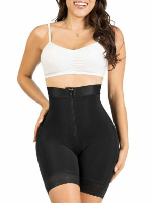 Womens High Waisted Butt Lifter Body Shaper Zipper Butt Pads Seamless Hip Enhancer Shorts