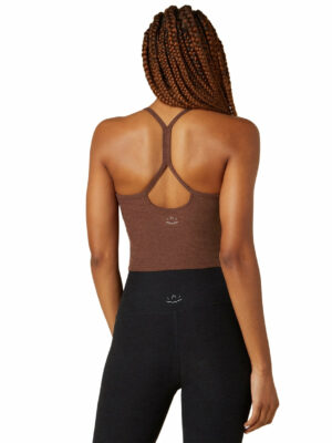 Beyond Yoga Spacedye Slim Racerback Cropped Tank Mahogany Brown Heather