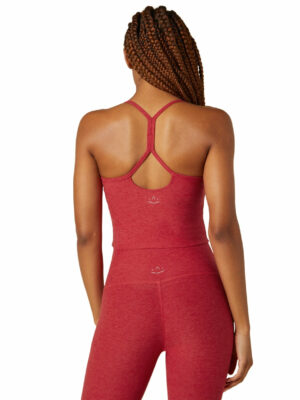 Beyond Yoga Spacedye Slim Racerback Cropped Tank Currant Red Heather