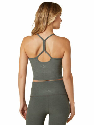 Beyond Yoga Spacedye Slim Racerback Cropped Tank Pewter Heather