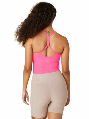 Beyond Yoga Spacedye Slim Racerback Cropped Tank Electric Pink Heather