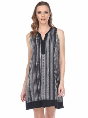 Yak & Yeti Dress Striped Tribal Print Loose Fit