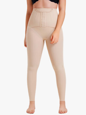 Versatile High Elastic Leggings with Buckle Closure Tummy Control Design