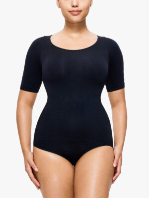 Tummy Control Bodysuit Seamless Round Neck Short Sleeve Body Shaper Bodysuits
