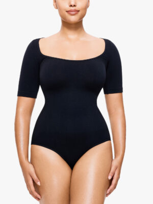 Seamless Square Neck Short Sleeve Bodysuits For Wearing Inside And Outside