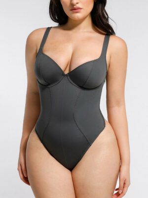 Sharesto® Chic Scoop Neck Thong Bodysuit