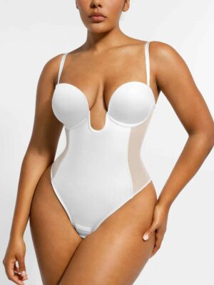 Sharesto® Deep Plunge Low-Back Thong Bodysuit
