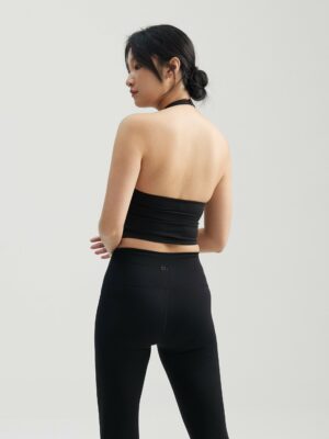 Halter Longline Bra in Black Sesame