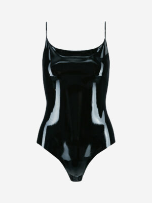 Faux Patent Leather Cami Bodysuit