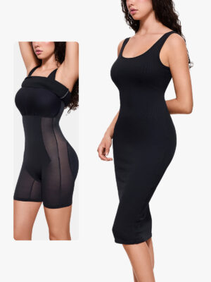Built in Shapewear Slim Stretchy Sleeveless Low Back Bodycon Dress