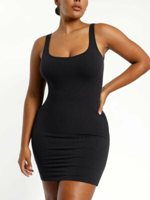 Cozy Ribbed Low-Back Shaping Dress