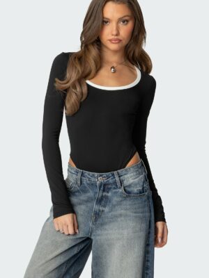 Contrast Scoop Neck Bodysuit