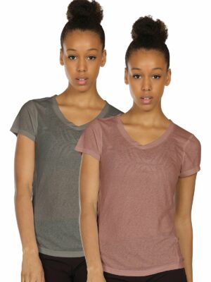 T7 Sharesto Activewear Fitness Yoga Tops Workout V Neck Open Back T-Shirts for Women