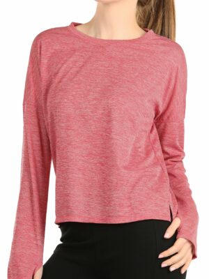 Sharesto Workout Shirts for Women - Athletic Pullover Running Tops Casual Long Sleeve T Shirts with Thumb Holes
