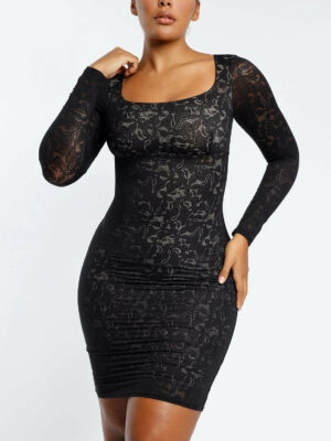 Lace Glamour Leavy Florals Midi Dress