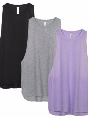 TK16-P Sharesto Yoga Tops Activewear Workout Clothes Sports Racerback Tank Tops for Women (Pack of 3)