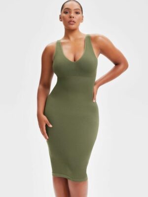 SnatchedKnit V-Neck Tank Midi Dress