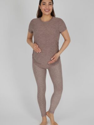 Maternity Heathered Short Sleeve Crew Neck Top