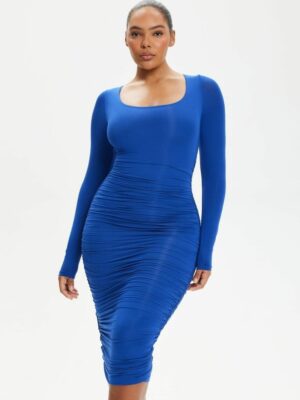 PowerMesh Ruching Long Sleeve Dress