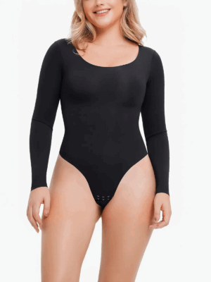 Soft Elastic Thong Bodysuit with Crotch Buckle