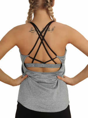 Sharesto Workout Tank Tops Built in Bra - Women's Strappy Athletic Yoga Tops, Running Exercise Gym Shirts