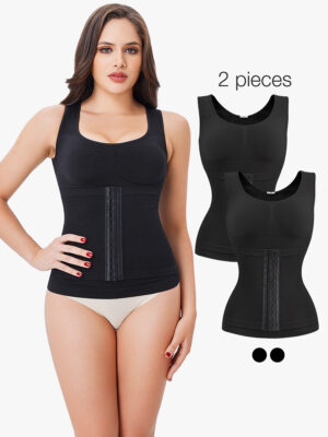 2 Pieces 3 In 1 Waist Trainer Cami with Bra Extreme Tummy Control Tank Top