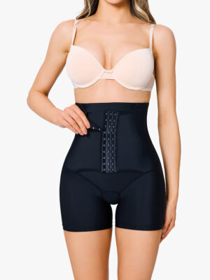 Adjustable Front Buckle Pleated Design Tummy Control Shapewear Body Thigh Slimmers