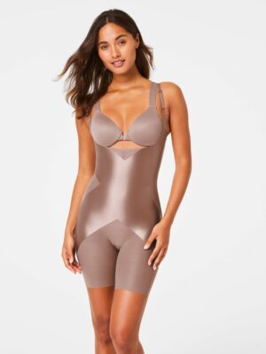 Sharestoshape™ Satin-X™ Open-Bust Mid-Thigh Bodysuit