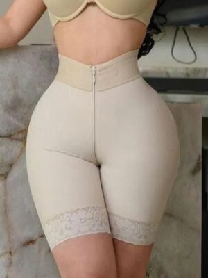 Double Compression Butt Lifter Zipper Shorts High Waisted Butt Pads Seamless Hip Enhancer