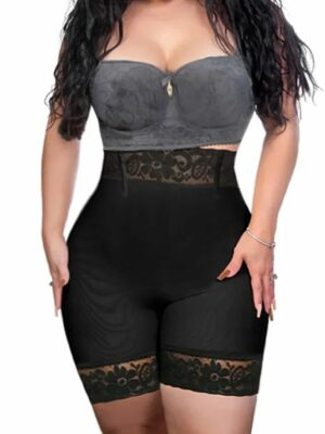 Double Compression Shorts High Waisted With Plastic Fish Bone Tummy Control