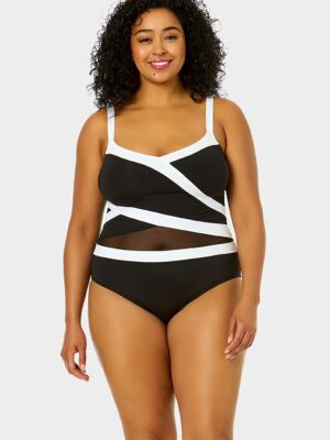 Plus Size Mesh Around Insert One-Piece
