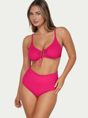 Printed Capri Fold-Over High-Waist Bikini Bottom