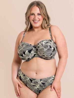 Curvy Kate Ripple Reef Bandeau Bikini Top Black Print